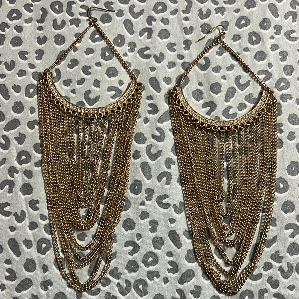 Elegant Gold Chain Dangle Earrings